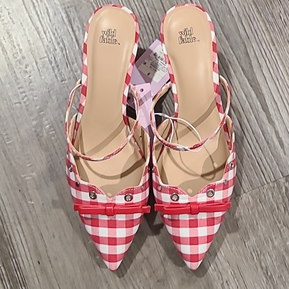 Wild Fable Red Lysandra Gingham Eyelet Kitten Heels - Picture 6 of 7